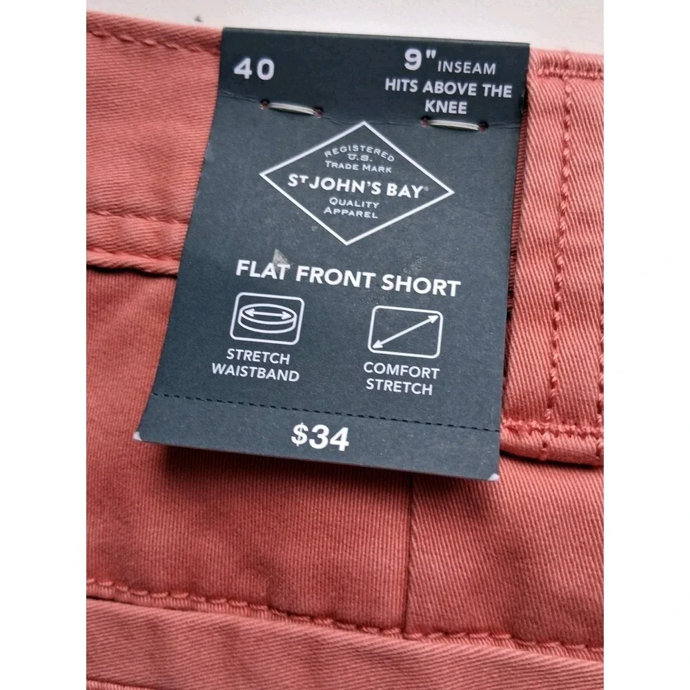 St John's Bay NWT Men's Flat‎ Front Shorts Size 40 Stretch 9